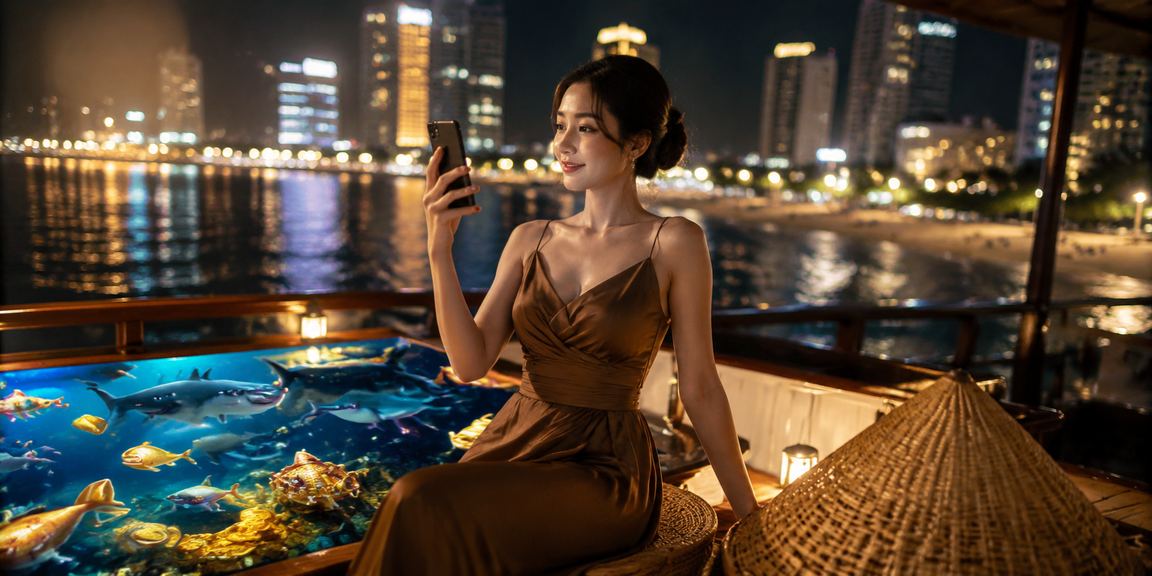 Người dùng tại Nha Trang truy cập casino di động với nón lá